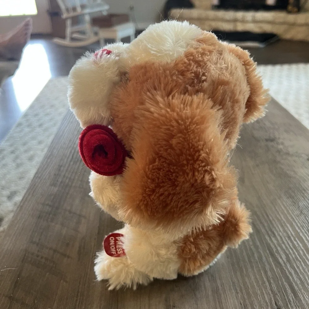 2015 Animatronics Brown White Plush Dog Sings 
